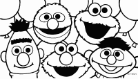 A coloring page of sesame street